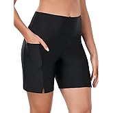 RELLECIGA Women's High Waisted Swim Board Shorts 7" Quick Dry Swimsuit Bottom with Liner