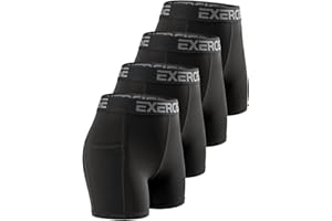 Mexholin 4 Pack Womens Compression Shorts Volleyball Shorts Workout Bike Shorts with Pockets Running Athletic Short for Women