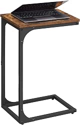 VASAGLE Side Table C-Shaped End Table 30x40 cm Rustic Brown Black LET350B01 view 8