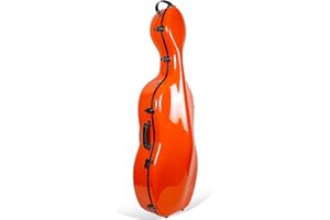 Crossrock Fiberglass Case for 4/4 Full-Size Cello with Wheels & Removable Shoulder Straps-Includes Padded Music Pouch, 3 Hand