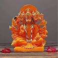 The Advitya Panchmukhi Hanuman Statue or Murti Resin for Car,Home,Office|Orange Sankat Mochan Balaji Bajrangbali Idol for Pooja Temple,Mandir Showpiece Vastu Gift Decoration (6 in.)