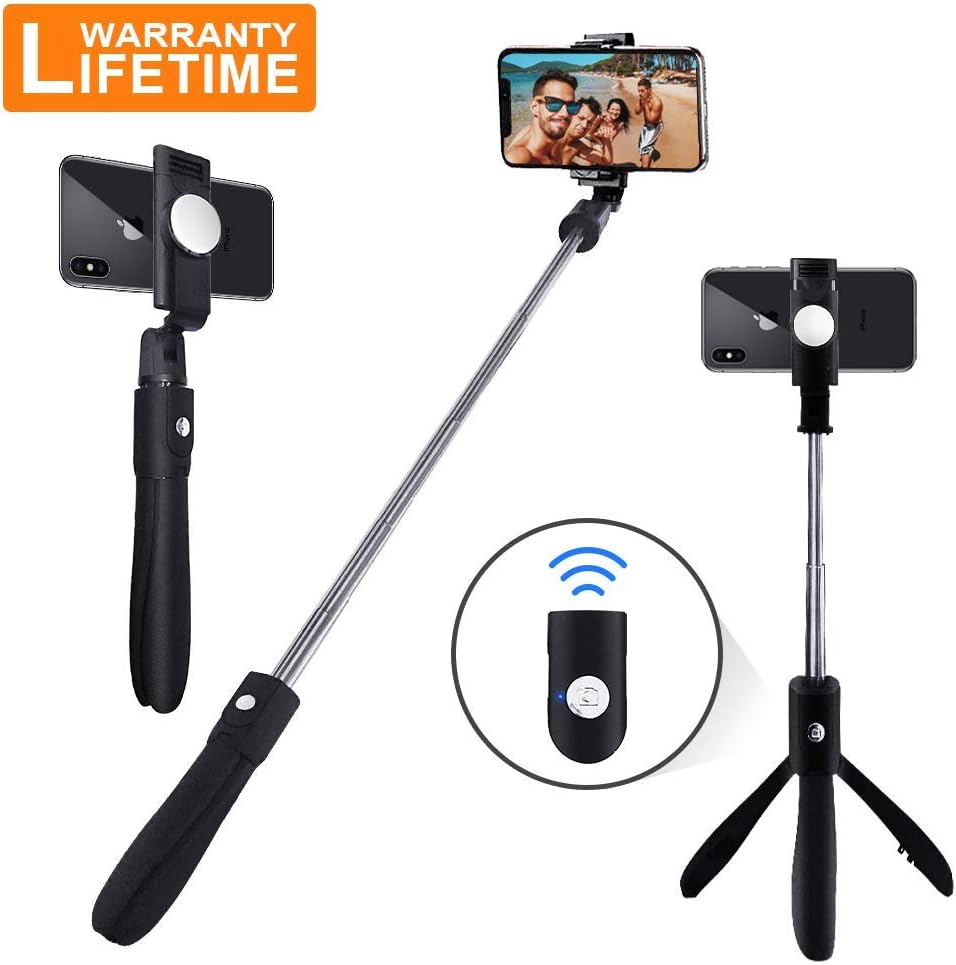 Selfie Stick,UPSTONE Extendable Selfie Stick Tripod with Detachable Wireless Remote and Tripod Stand for iPhone X/iPhone 8/8 Plus/iPhone 7/7 Plus, Galaxy S9/S9 Plus/S8/S8 Plus/Note8,Huawei,More