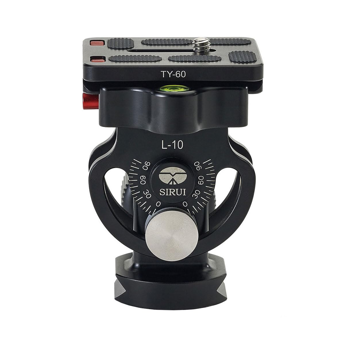 Sirui L-10 Tripod Tilt Head (Aluminum, Height: 86mm, Weight: 0.33KG, Load Capacity: 15KG) with Removable Quick Release Plate TY-60