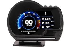 Car HUD, Multifunctional Car OBD2 GPS Smart Digital Gauge Display Dual System Heads Up Display, Display Speed, Temperature, V
