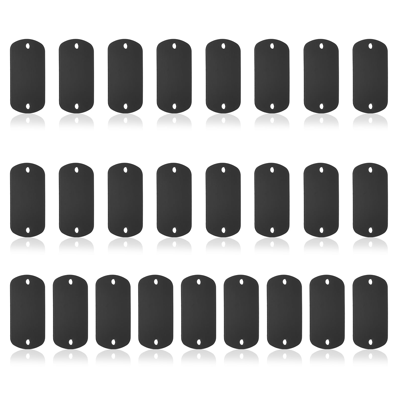 PATIKIL 25pcs Metal Stamping Blanks, Rectangle Stamping Tags Blanks Aluminum Plate DIY Name Tags 5x3cm Metal Engraving Blanks 2 Holes for Laser Engraving Stamping Craft Dog ID Tags, Black