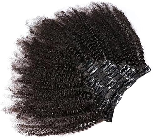 12 inch African American Afro Kinky Curly Clip In Human Hair Extensions Brazilian Virgin Hair Natural Color 4B 4C Afro Kinky Curly Clip Ins For Black Women 8 pcs/lot,120gram/set
