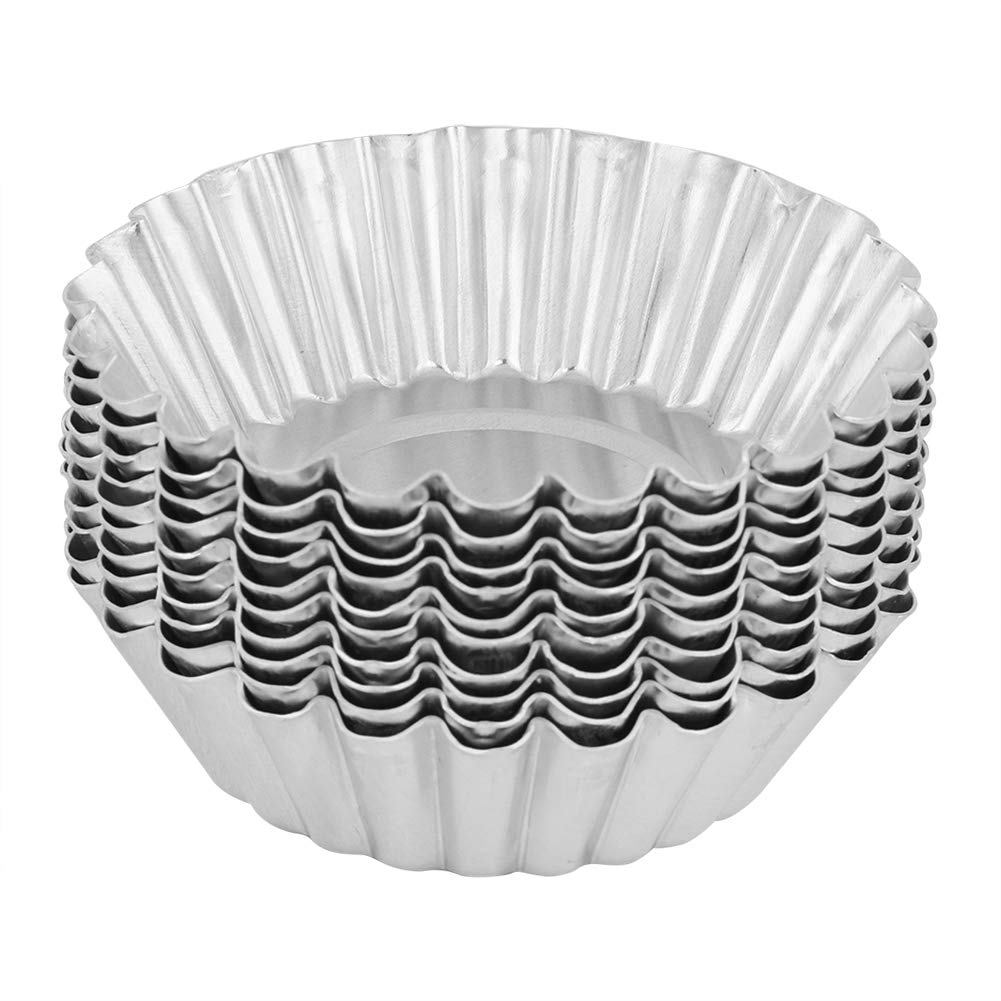 10Pcs Aluminum Egg Tart Mold Mini Cake Cups Mould Non-Stick Muffin Baking Tools 70mm Fluted Design Bakeware Mould Kitchen Pastry Tools