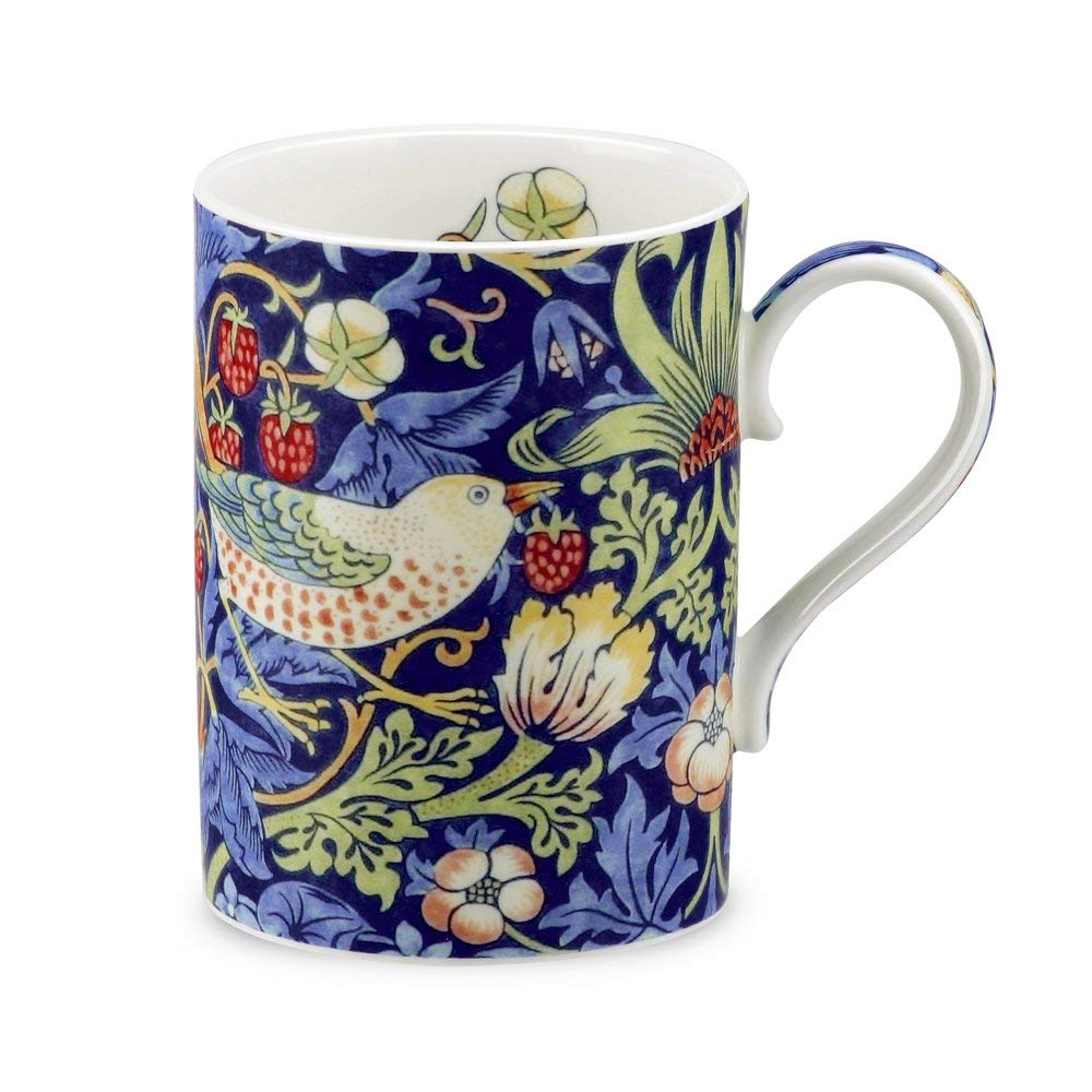 Royal Worcester x Morris & Co. Coffe Mug - Strawberry Thief Indigo Design, Fine China Mug with Handle, Microwave & Dishwasher Safe, Suitable for Hot Drinks