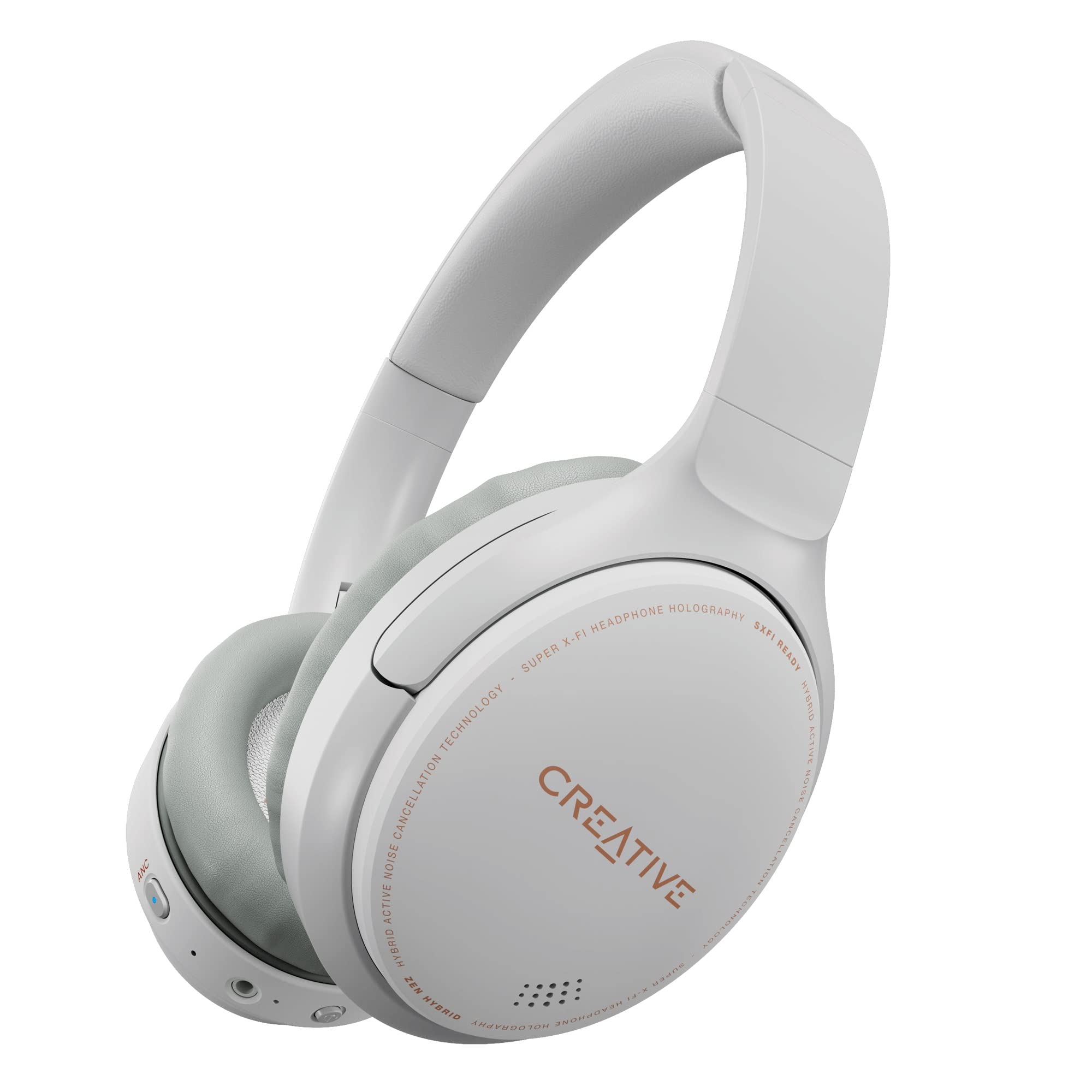 CREATIVE Zen Hybrid Wireless Over-Ear Headphones with Hybrid Active Noise Cancellation, Ambient Mode, Up to 27 Hours (ANC ON), Bluetooth 5.0, AAC, Built-in Microphone, White, EF1010