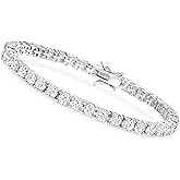 Eeghurt Tennis Bracelet,Sterling Silver Adjustable Bracelet D Color VVS1 Round Brilliant Cut Lab CreatedDainty Bracelet for Women