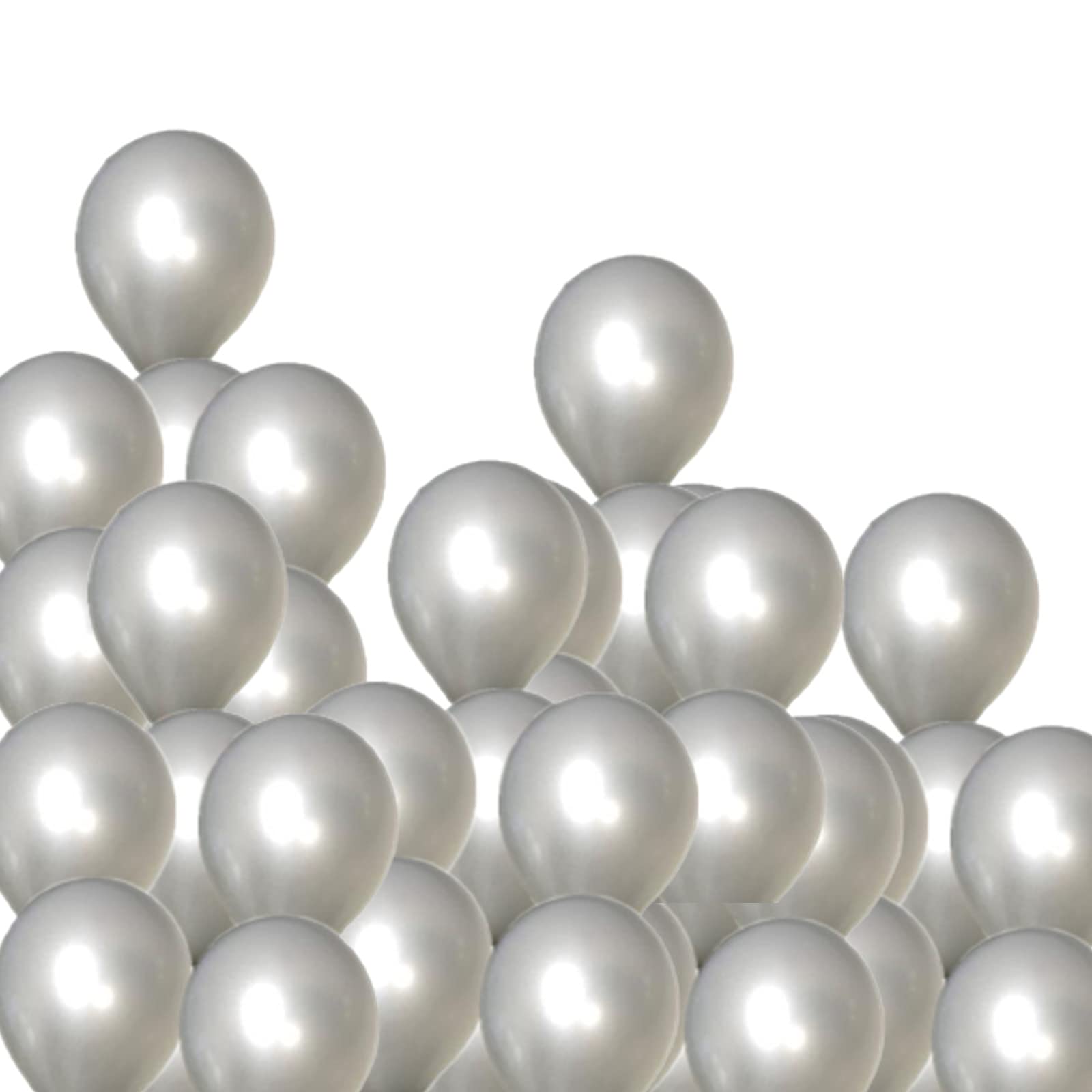 100Pcs 10 Inch Mini Silver Helium Balloons, Party Decorative Small Thick Latex Matte Balloons for Baby Shower, Birthday, Wedding, Engagement, Anniversary, Festival Decoration