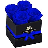 Blue Forever Flowers Roses in A Box,Real Preserved Flowers,Preserved Roses,Forever Flower Gifts for Women/Men/Mom,Flowers for Valentine's Mothers Day
