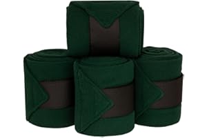 Country Pride Fleece Polo Bandages for Horses, Soft and Flexible Wraps, 2-Inch Easy-Pull Fastener with Reinforced Stitching, Machine Washable, Set of 4, Horse Size, Multiple Colors (Hunter Green)