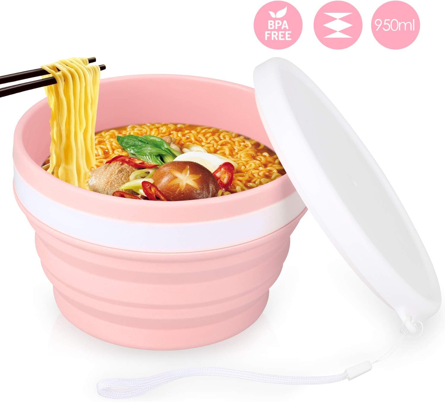 GBP Camping Collapsible Bowl, Travel Bowl with Lid, Silicone Folding Bowl Without BPA for Outdoor Camping, Picnic,Expansion into Food Storage Box, Leakproof and Environmental Protection