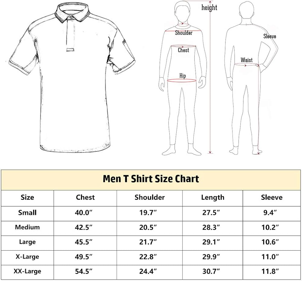 CARWORNIC Men's Tactical Shirt Quick Dry Short Sleeve Sport Polo Shirt Army Military Outdoor T- Shirt: Clothing