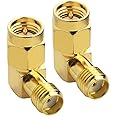 onelinkmore SMA Type Connector SMA Male to Female RF FPV Antenna Adapter Right Angle Adapter for 2G 3G 4G LTE RouterWLAN LAN 