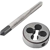 bskkw M6 x 1.0 Left Hand Metric Tap and Die Set, High Speed Steel Threading Kit for Reverse Thread Repair and Machining
