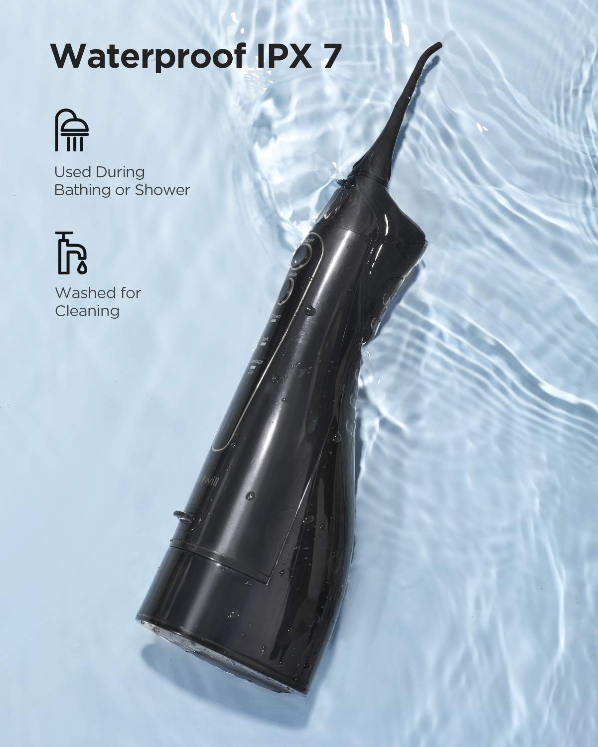Water Flosser Professional Cordless Dental Oral Irrigator, 300ML Portable Water Tank and Rechargeable(No adapter)IPX7 Waterproof, 3 Modes and 8 Jet Tips, Water Flosser for Braces & Bridges Care, Home: Beauty