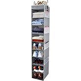 roomtalk Large-Sized Hanging Shoe Organizer 10-Shelf, Sturdy Hanging Closet Organizer with 8 Side Pockets, Wider Hanging Shel