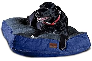Floppy Dawg Extra Large Dog Bed with Removable, Washable Cover and Waterproof Liner. Pillow Stuffed with Orthopedic Memory Foam Blend. Made for Big Dogs up to 100 Pounds or More.