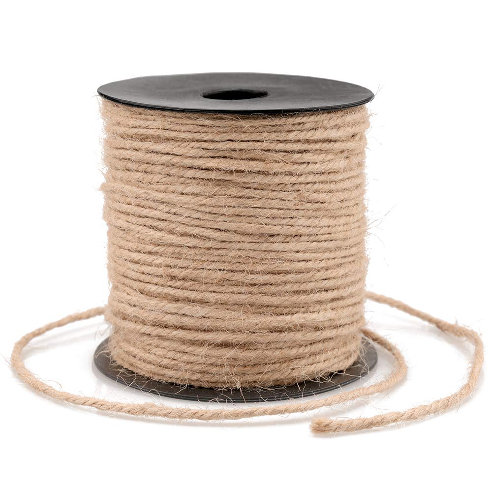 KINGLAKE 100m 3mm Natural Garden Jute Twine String Art Crafts Twine Packing Rope for Gardening, Gift Wrapping, Packing, Christmas Decoration
