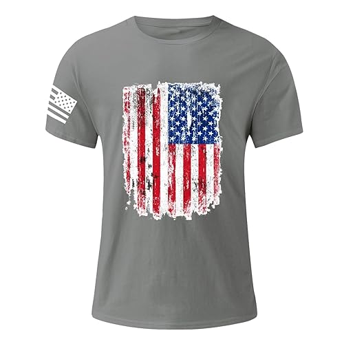 wuitopue Patriotic Shirts for Men 4th of July American Flag Print