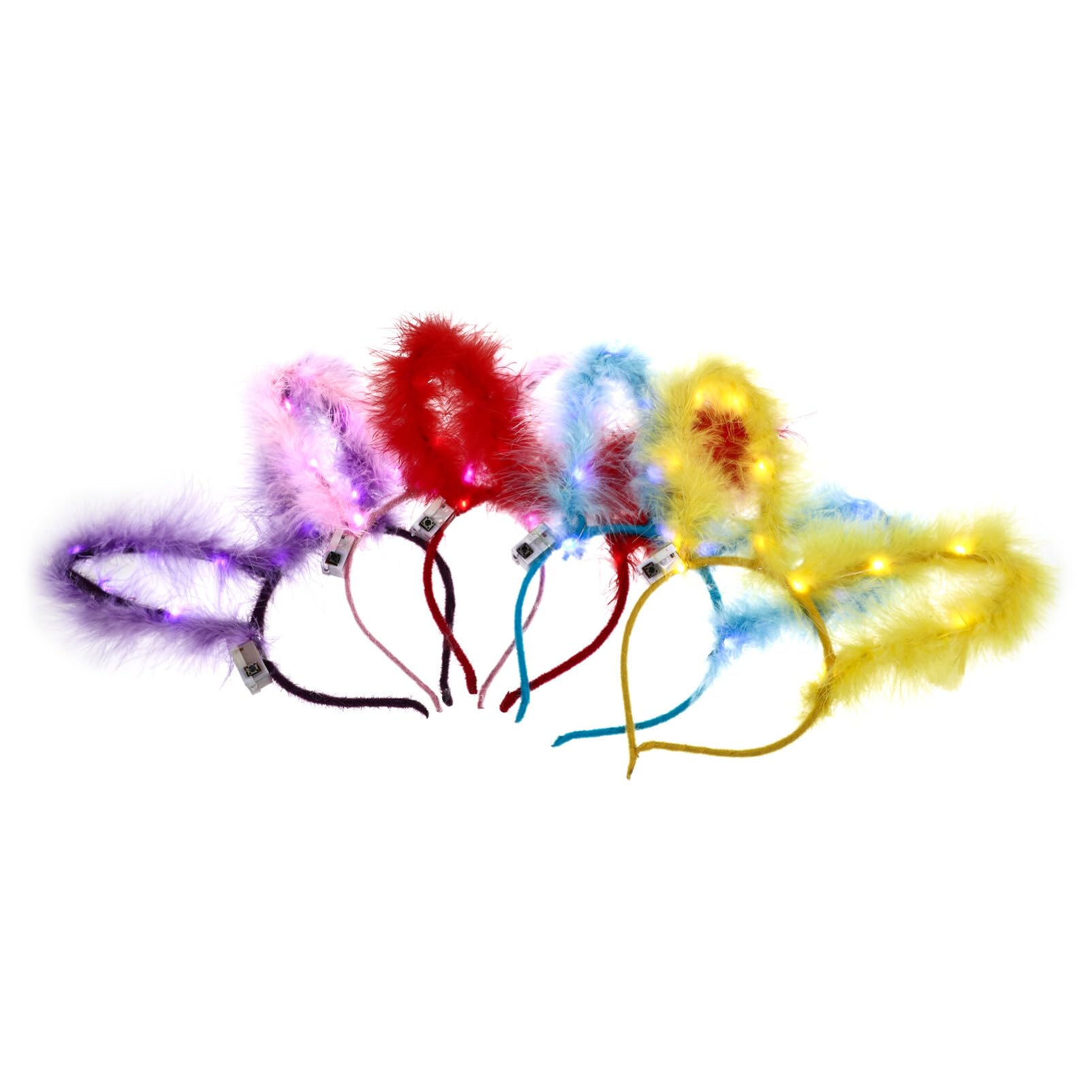 Uonlytech Rabbit Ear Headband 5Pcs Set Led Light up Hair Hoops for Party Cosplay Festival Accessories