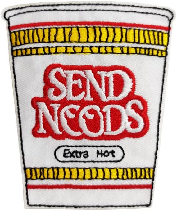 Mixed Media - Send Noods Funny Meme Embroidered Iron On Patch