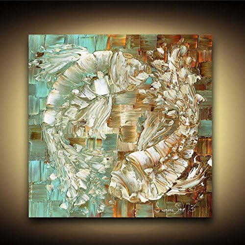 Koi Fish Wall Art PRINT on Stretched Wired Ready to hang Canvas -Modern Wall Decor Yin Yang print from sold original painting- Direct from artist- size can be selected at top right drop-down list