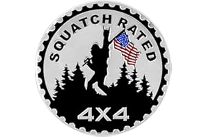GOWXS Squatch American Flag Badge Rated Car Emblem, 4 x 4 Metal Automotive Badge 3D Metal Bigfoot Car Badges Round Emblem Decals Car Badge Decals Stickers Compatible with Jeep Wrangler Vehicles Trucks SUV