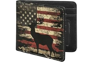 Coldinair American Flag Boy Cool Wallet Deer Leather Wallet for Boys Kids Purse Bifold Rfid Blocking Wallet with Coin Pocket and Card Cash Holder for Youth Men