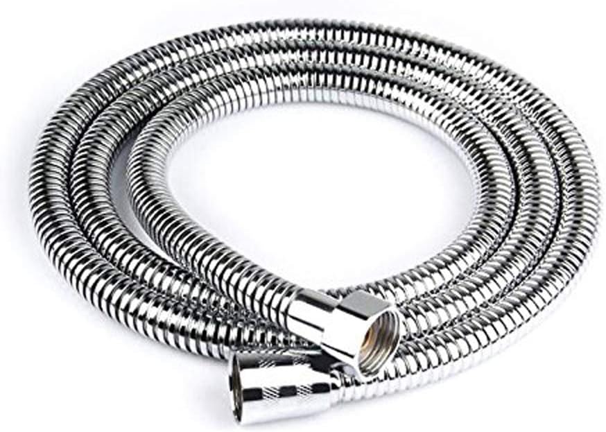 CherryKelly Handheld Shower - Stretchable Stainless Steel Replacement Hose with Brass Fittings - Chrome Finish - 59 Inch/1.5 M