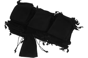 Homoyoyo 50pcs Velvet Drawstring Bags for Small Items, Large Capacity Soft Black Pouches with Easy