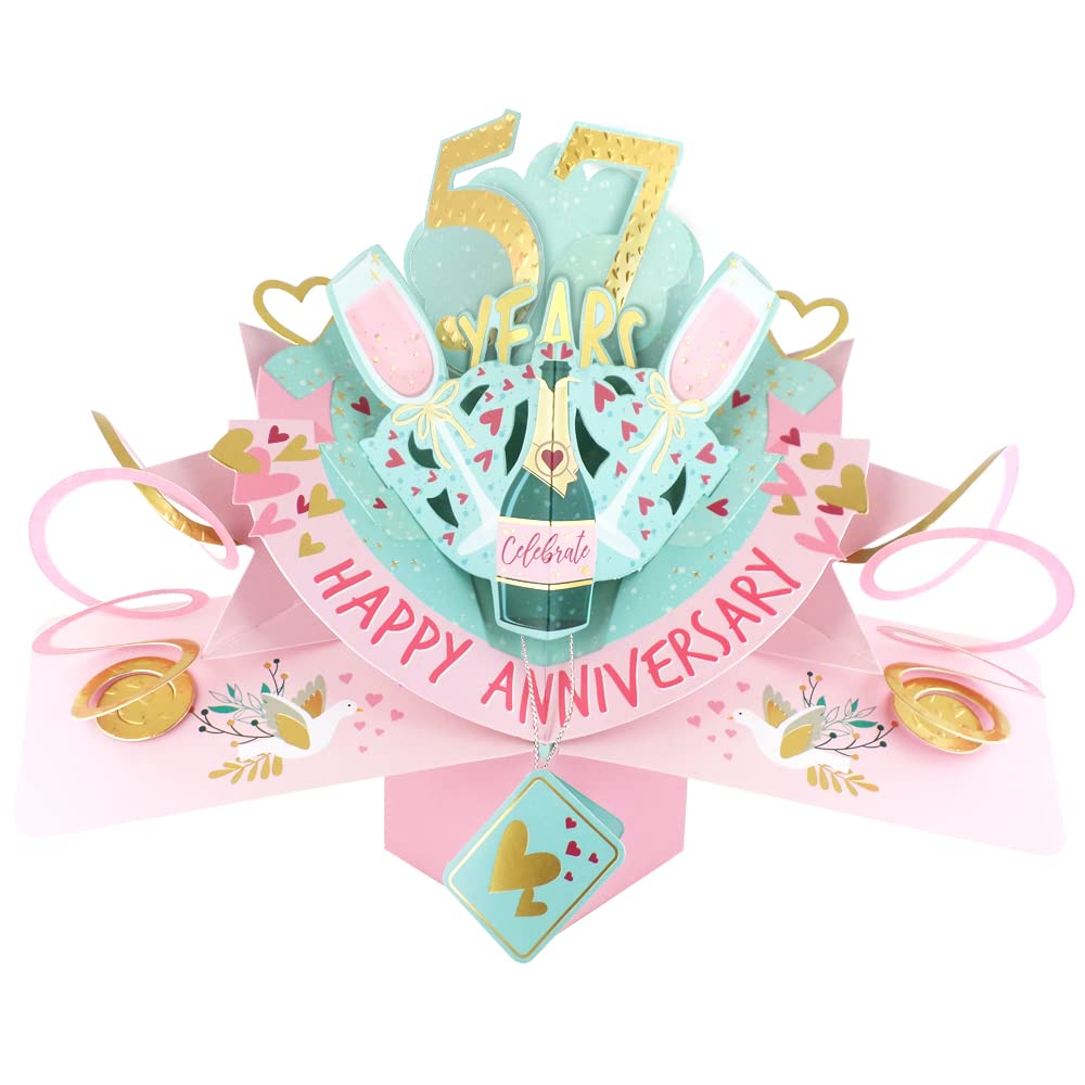 57 Years Happy 57th Anniversary Pop-Up Greeting Card Love Kate's 3D Pop Up Cards POP216MC57