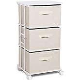 MAX Houser Dresser Tower with 3 Drawers for Bedroom, Fabric Storage Organizer Unit, Chest of Drawers with with WoodTop, Small Vertical Storage for Guest Room, Closet, Entryway, Nursery(Beige)