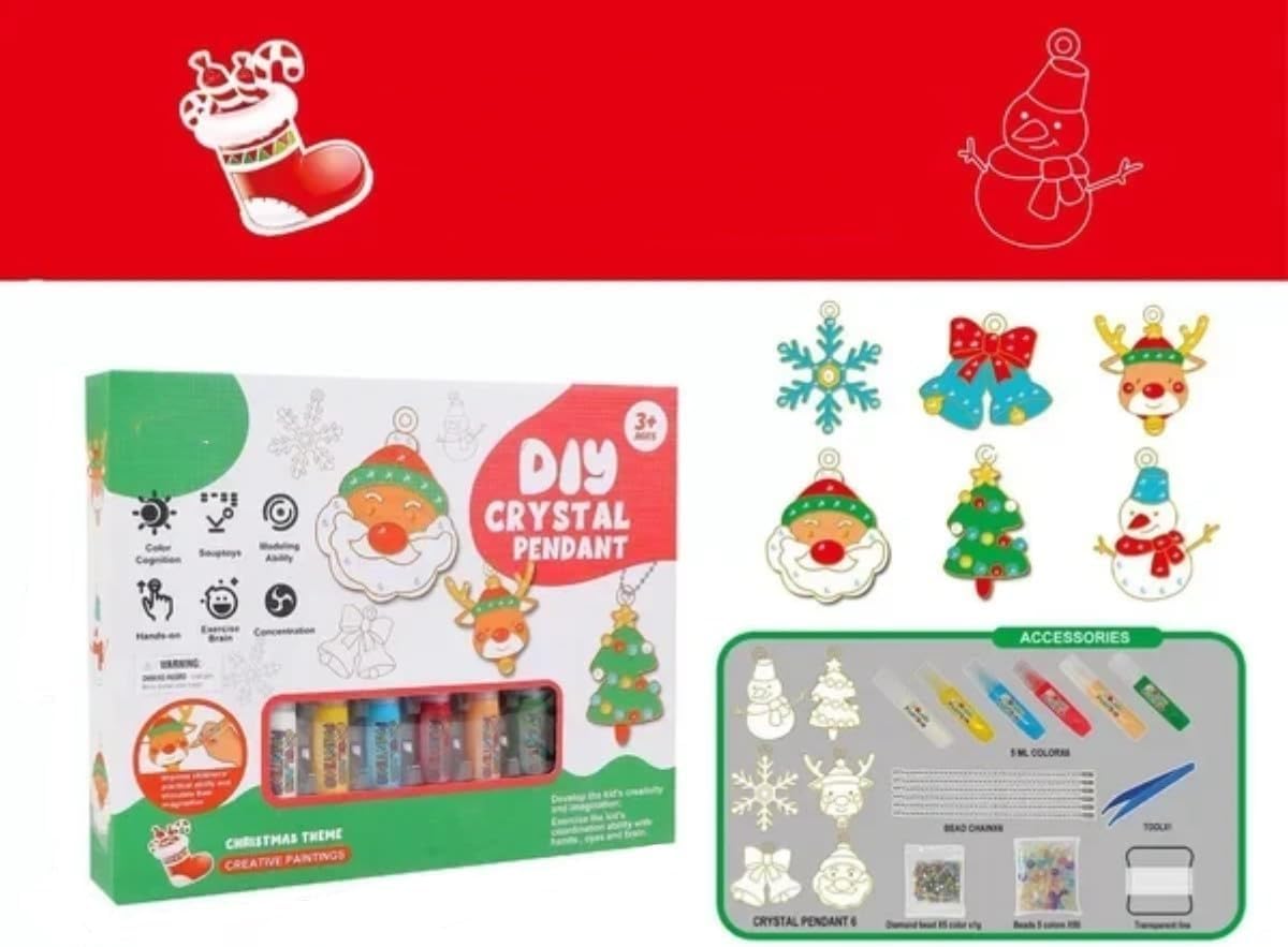 Tree Toppers - DIY Crystal Paint Arts and Crafts Set - 24PCS Diverse Style Theme Creative Painting Eco-Friendly, Unique Halloween Xmas Gift for Kids & Adults (Christmas Set)