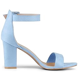 Allegra K Women's High Chunky Heel Ankle Strap Sky