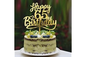 Sleyberoy Acrylic Happy 65th Birthday Cake Topper- Hello 65,Cheers to 65 Years,65th Anniversary/Birthday Party、 men and women Happy Sixty-five Birthday Selected cake decoration(65th)