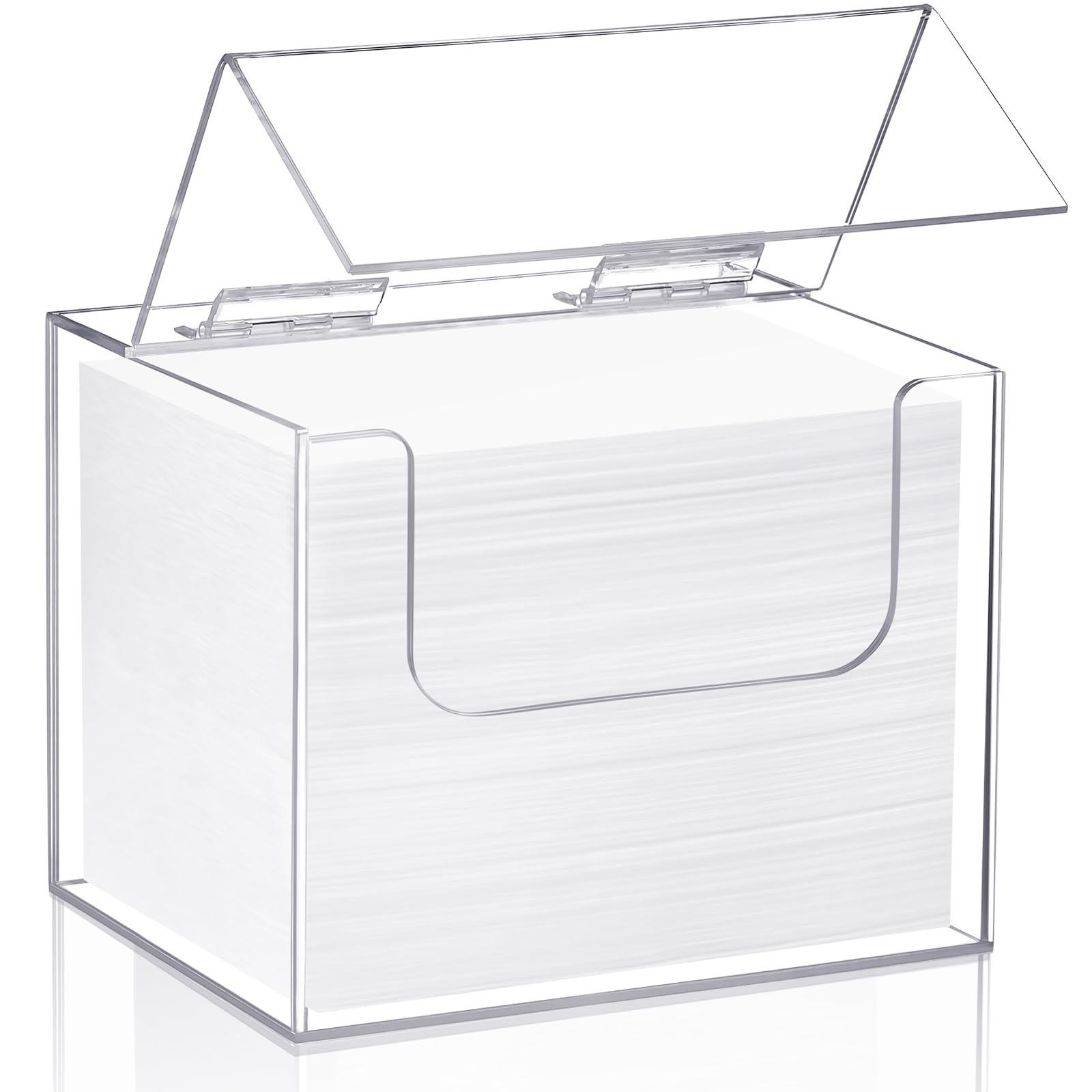 Photo 1 of Briwooody Disposable Face Towel Storage Box Compatible with XL Acrylic Container Wall Mounted Clean Towel Holder for Facial Washcloth Supplies(Clear)