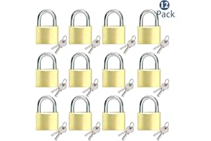 ABRA FOX Solid Brass Same Keyed Padlock keyed Alike Locks of 12 Pack, Solid Lock with (25mm) Wide Lock Body, Keyed Padlocks for Toolbox, Luggage,School lockers, Backpacks