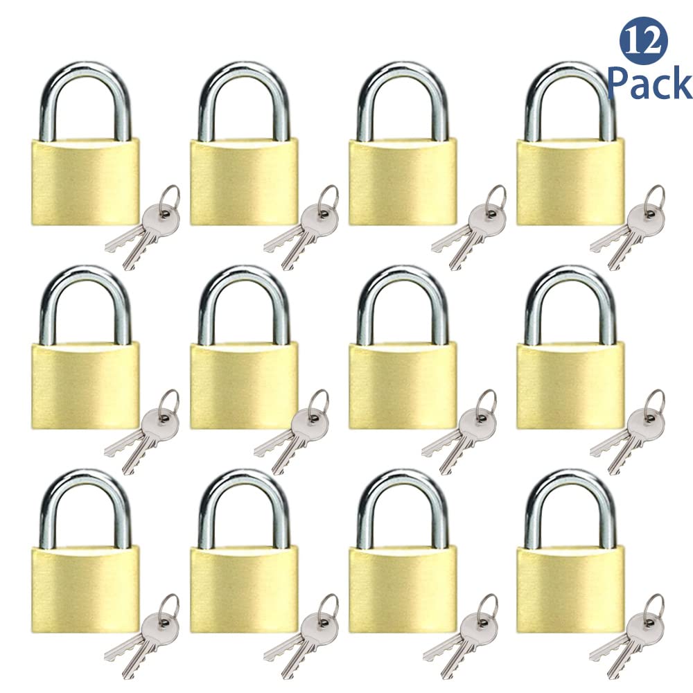 Photo 1 of Solid Brass Same Keyed Padlock keyed Alike Locks of 12 Pack, Solid Lock with (25mm) Wide Lock Body, Keyed Padlocks for Toolbox, Luggage,School lockers, Backpacks