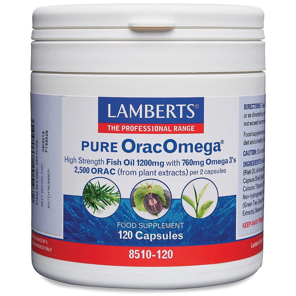 Lamberts OracOmega – Omega 3 Fish Oil with Plant Antioxidants – 760mg Omega 3 – 60 Capsules