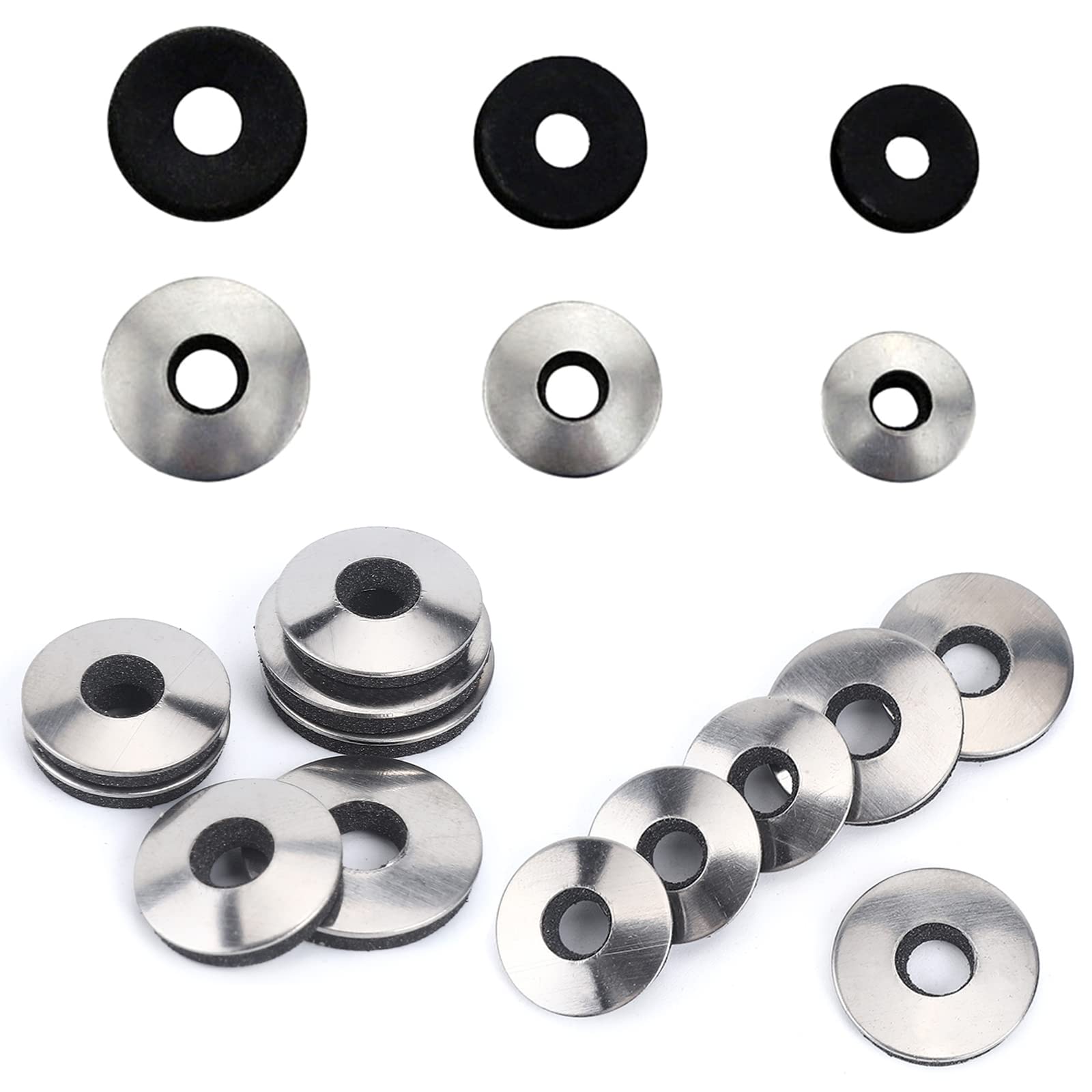 HJYZY 138 pcs Stainless Steel EPDM Bonded Sealing Neoprene Rubber Washers for #4/ #5/ #6 Screws