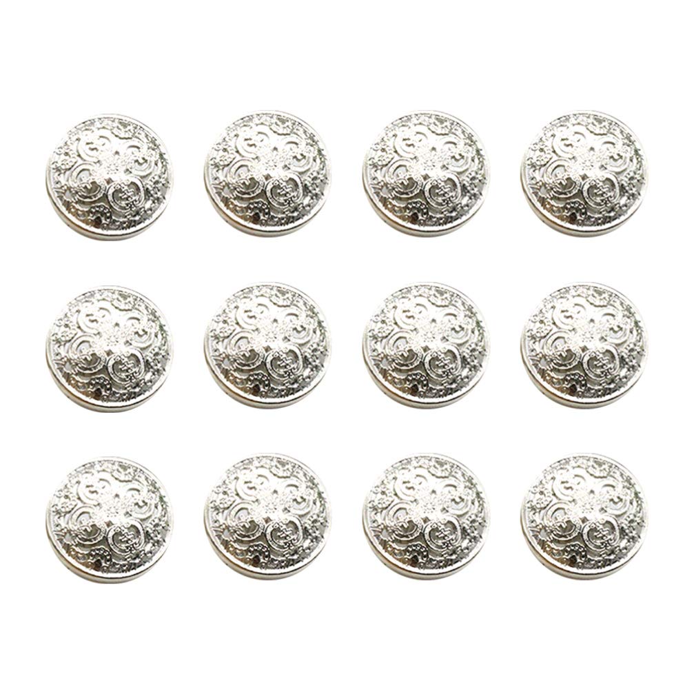 HEALLILY 30pcs Vintage Antique Metal Blazer Buttons with Shank Coats Buttons Jacket Buttons Shirt Suit Trousers Buttons Round Sewing Buttons for DIY Crafts 20mm (Silver)