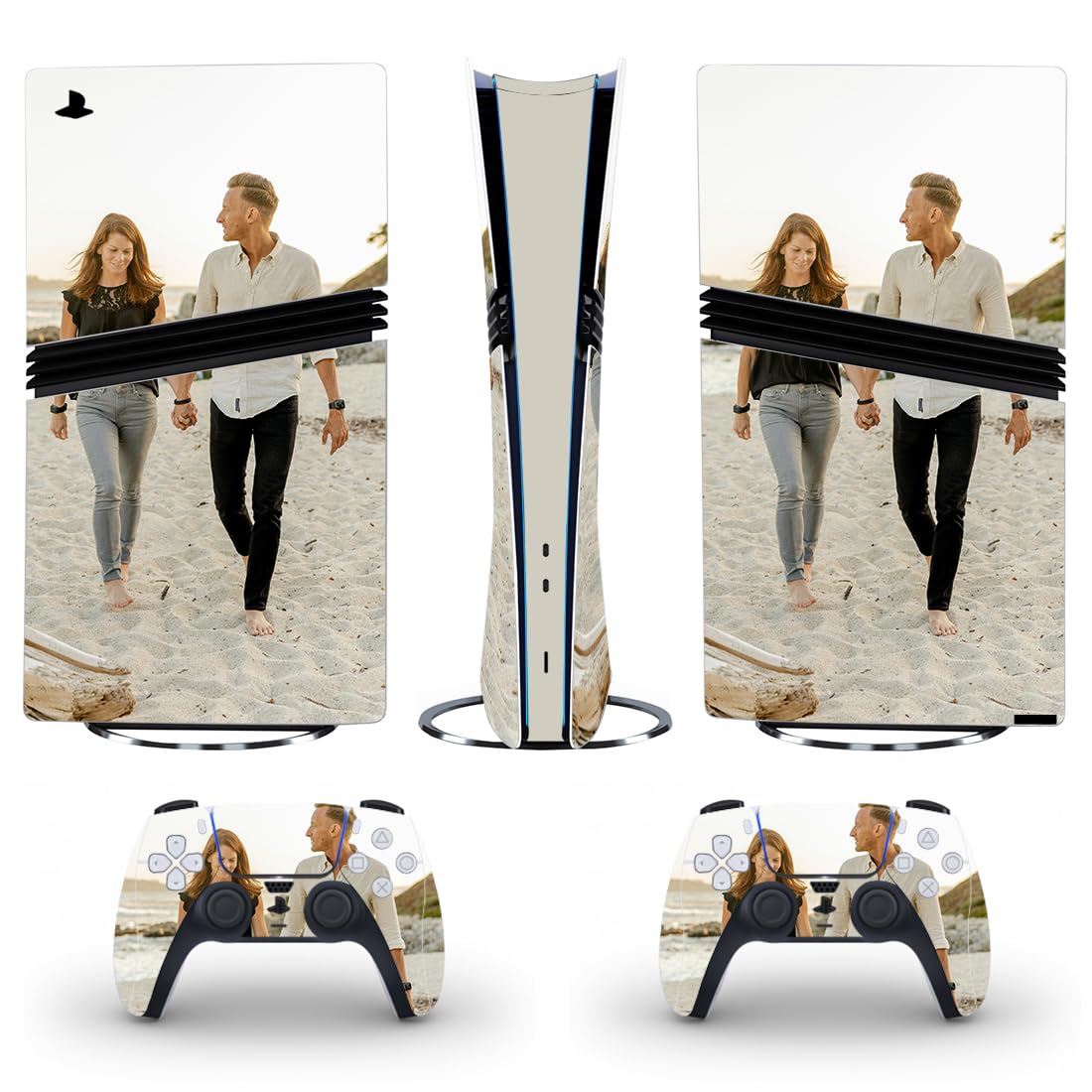 Custom Full Body Vinyl Skin Stickers Decal Cover for PS5 Pro Digital Edition Console and Controllers with Personalized Photos