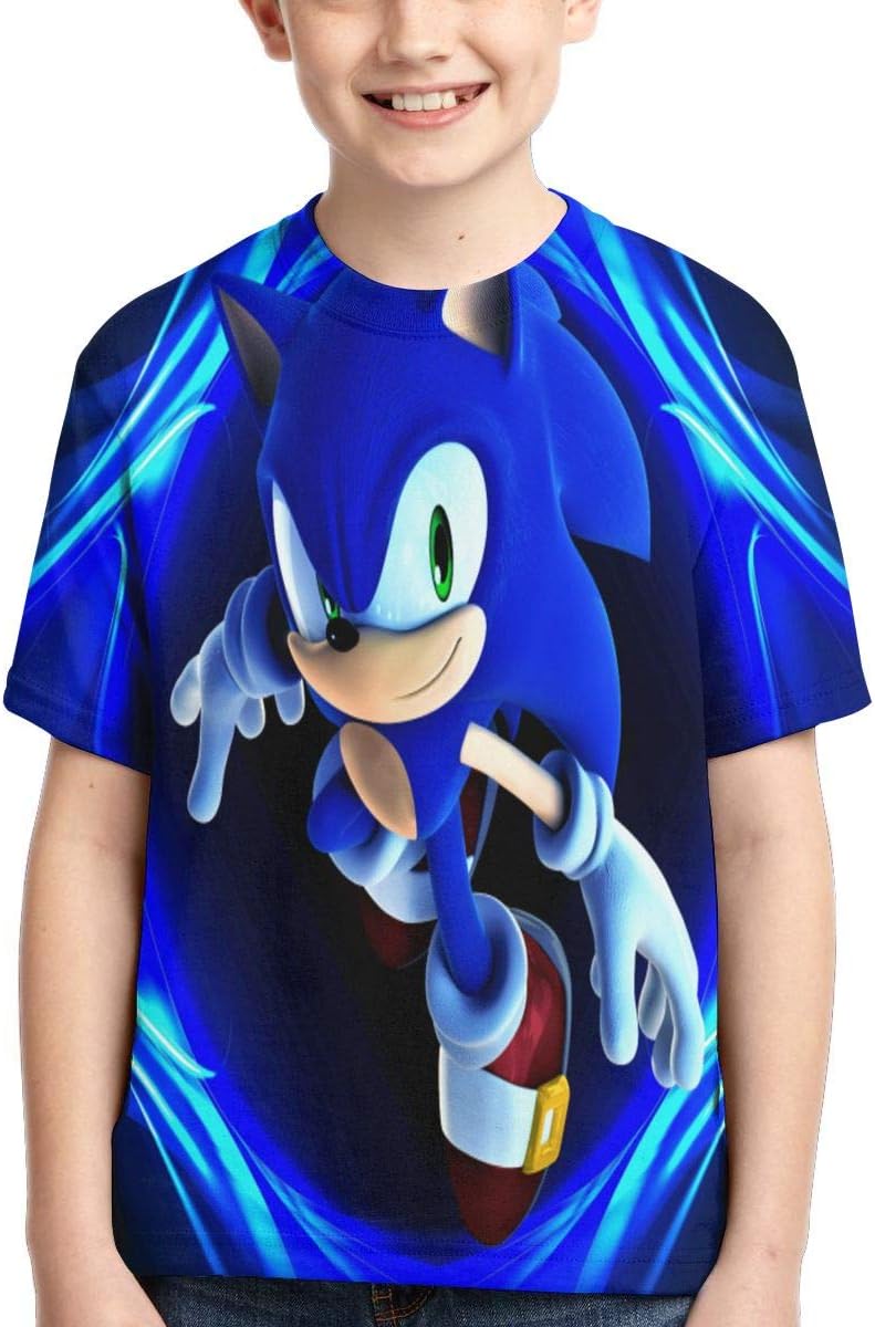 Sonic-The-Hedgehog Kids Youth Unisex T Shirt Fashion 3D Print Crew Neck Short Sleeve T-Shirts Tees for Boys Girls