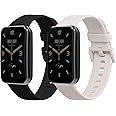 kwmobile Straps Compatible with Xiaomi Mi Band 7 Pro Straps - 2x Replacement Silicone Watch Bands - Black/Dark Green
