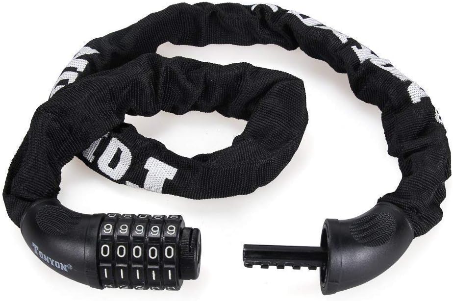 marsboy Bike Lock - Security Chain with 5 Digit Anti-Theft, 90cm/12mm Heavy Duty Combination Cable Lock for Bicycle, Scooter, Grills & Other Items That Need To Be Secured