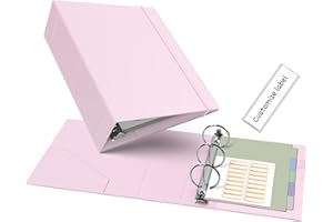 Ospelelf Leather Mini Binder Vintage Hardcover 2 Inch Rings, Professional Small 3 Ring Binders Organizer Suitable for 5.5" x 8.5" Documents, Binder Dividers with Tabs, Pink