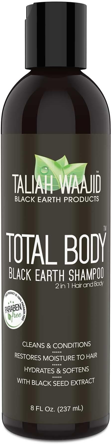 Taliah Waajid Black Earth Shampoo 8oz Total Body Gentle Clean Softening Natural